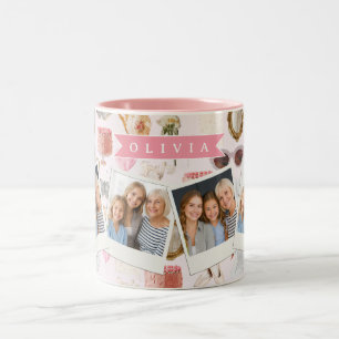 Personalisierte Kokette Rosa Vintage Weiblich Zweifarbige Tasse