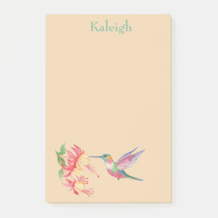 Personalisierte Kolibri- und Blumen-Post-it-Notiz Post-it Klebezettel