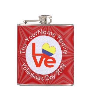 Personalisierte kolumbianische rote LOVE-Flagge  Flachmann