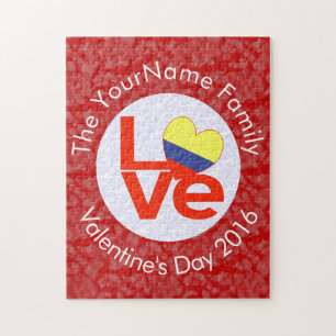 Personalisierte kolumbianische rote LOVE-Flagge Puzzle