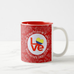 Personalisierte kolumbianische rote LOVE-Flagge  Zweifarbige Tasse