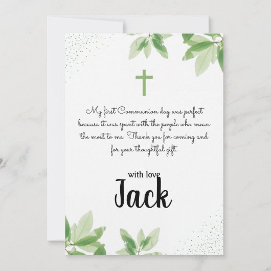 Personalisierte Kommunion Dankeschön Karten (Rückseite)
