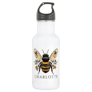 Personalisierte Königin-Biene-Blumen Edelstahlflasche