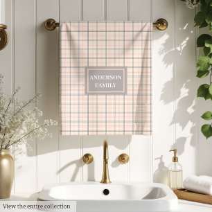 Personalisierte Koralle Grau Tartan Handtücher Chi