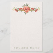 Personalisierte Korallen-Blumen-Papeterie Briefpapier (Vorderseite)