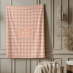 Personalisierte Korallen-Grau-Tartan-Decke als Ges Fleecedecke