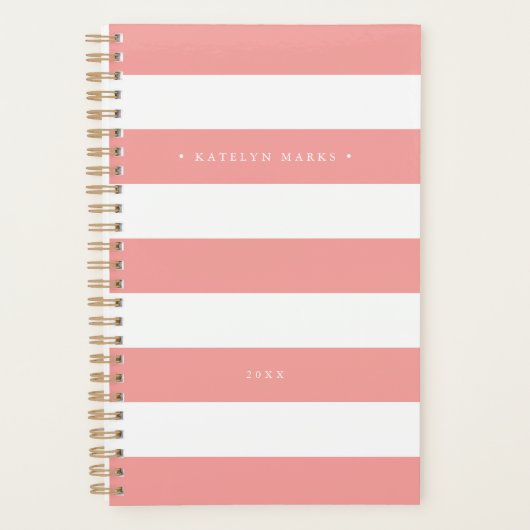 Personalisierte Korallen und Weißstreifen Planer (Vorderseite)