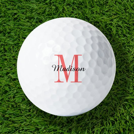 Personalisierte Korallenmonogramm-Initiale und Nam Golfball