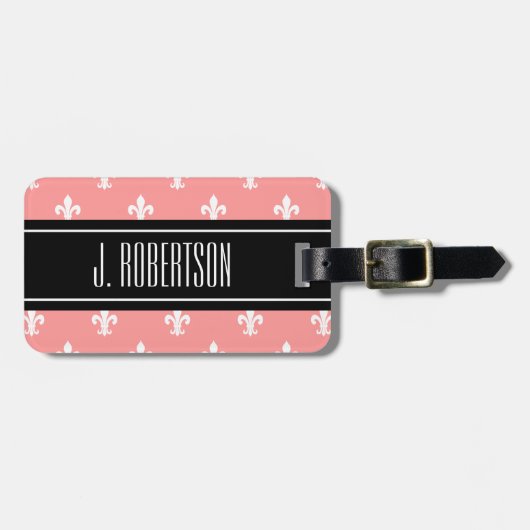 Personalisierte korallenrote rosa Lilie des Gepäckanhänger (Vorderseite horizontal)