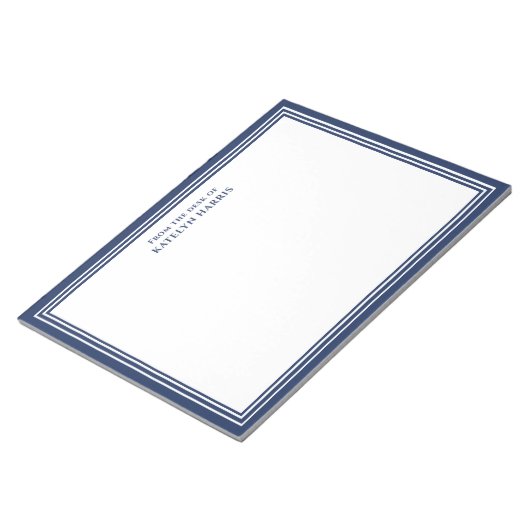 Personalisierte Korrespondenz Navy-Blauer Rand Notizblock (angewinkelt)