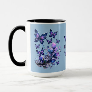 Personalisierte Kosmische Schmetterlinge Blau Tasse