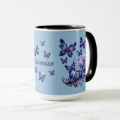 Personalisierte Kosmische Schmetterlinge Blau Tasse (VorderseiteRechts)