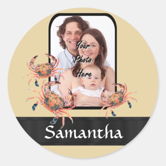Personalisierte Krabbe Runder Aufkleber (Vorderseite)
