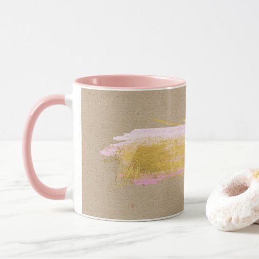 Personalisierte Kraft Gold Pink Brush Tasse (Mit Donut)