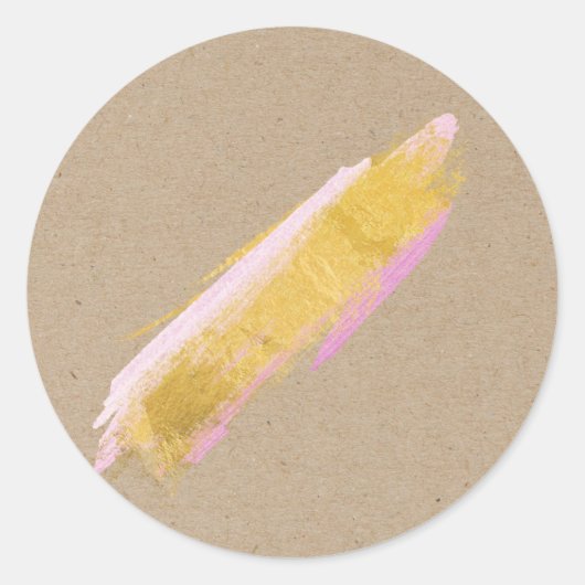 Personalisierte Kraft-Gold-Rosa-Pinselkleber/Etike Runder Aufkleber (Vorderseite)