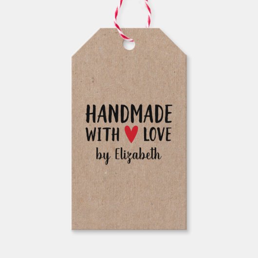 Personalisierte Kraft Handarbeit mit Liebe-Geschen Geschenkanhänger (Vorderseite)