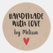 Personalisierte Kraft Handarbeit mit Liebe Runder Aufkleber (Vorderseite)