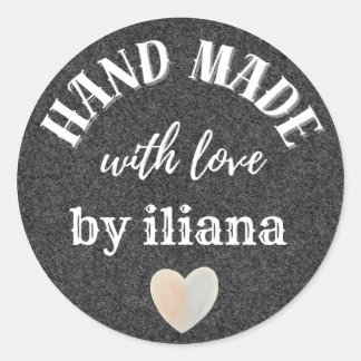Personalisierte Kraft Handmade With Love Klassisch Runder Aufkleber