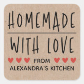 Personalisierte Kraft-Hütte mit Liebe Quadratischer Aufkleber (Vorderseite)