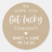 Personalisierte Kraft Wedding Lottery Ticket Gefal Runder Aufkleber (Vorderseite)