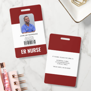 Personalisierte Krankenhaus-Medizinpersonal-Rot-ID Ausweis