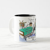 Personalisierte Krankenschwester - Cartoon männlic Zweifarbige Tasse (Vorderseite Links)