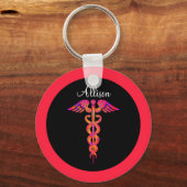 Personalisierte Krankenschwester Colorful Caduceus Schlüsselanhänger (Vorderseite)