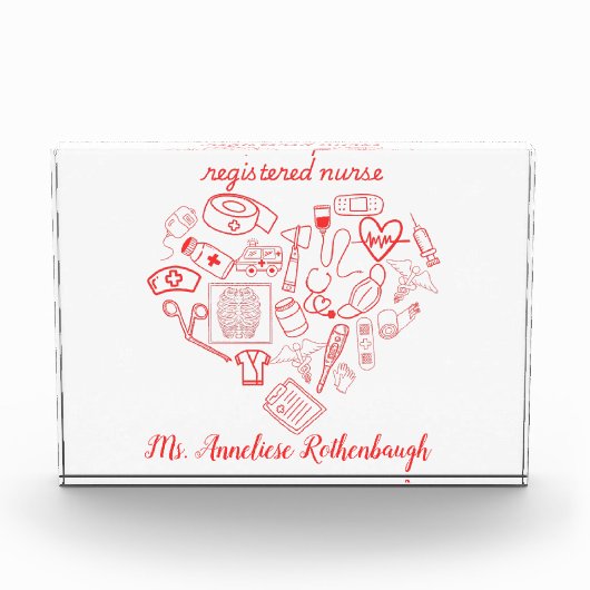 Personalisierte Krankenschwester mit Herzdesign Ph Fotoblock (Vorderseite)
