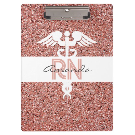 Personalisierte Krankenschwester Moderner rosa Gli Klemmbrett (Vorderseite)
