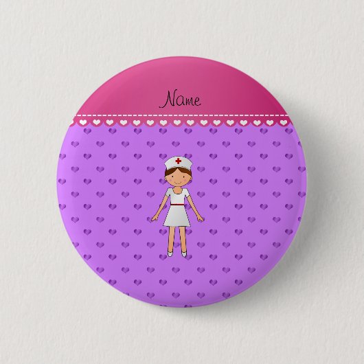 Personalisierte Krankenschwester Pastel lila Herze Button (Vorderseite)