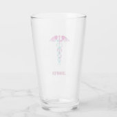Personalisierte Krankenschwester Retro Rosa Aquama Glas (Rückseite)