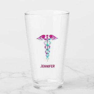 Personalisierte Krankenschwester Retro Rosa Aquama Glas