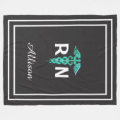 Personalisierte Krankenschwester RN Caduceus Medic Fleecedecke (Vorderseite (Horizontal))