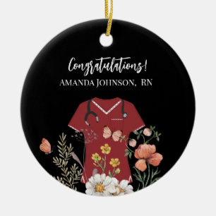 Personalisierte Krankenschwester RN LPN NP Bordeau Keramik Ornament