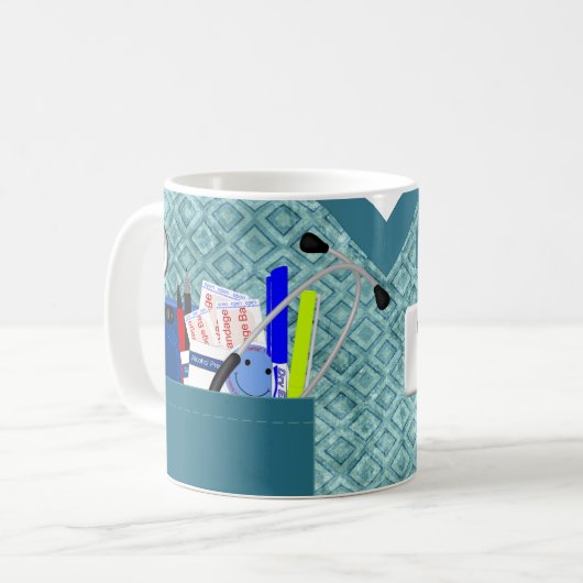 Personalisierte Krankenschwester scheuert sich in Kaffeetasse (Vorderseite Links)