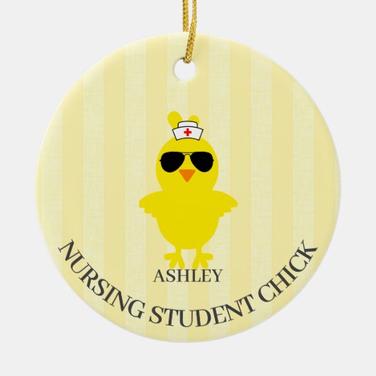 Personalisierte Krankenschwester Sunshade Chick Keramik Ornament (Vorne)