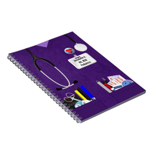 Personalisierte Krankenschwester-Taschen in Lila Notizblock (Rechte Seite)