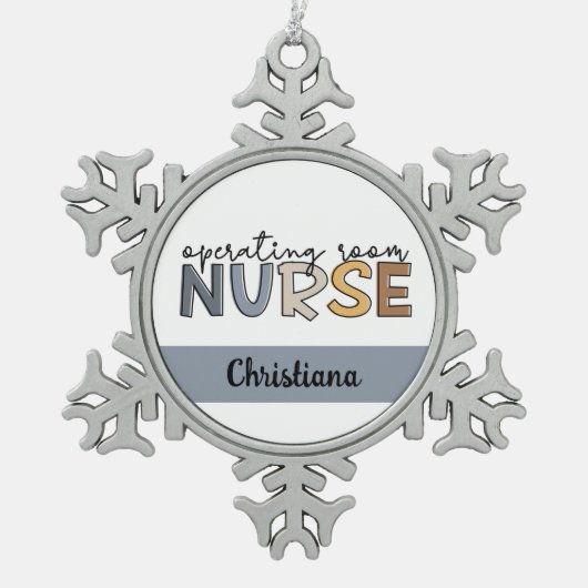 Personalisierte Krankenversicherung oder Krankenve Schneeflocken Zinn-Ornament (Vorderseite)