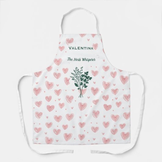 Personalisierte Kräuterflüster-Schürze mit rosa He Schürze (Vorderseite)