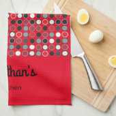 Personalisierte Kreise in Rot und Grau Geschirrtuch (Viertel Falte)