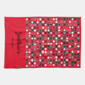Personalisierte Kreise in Rot und Grau Geschirrtuch (Horizontal)