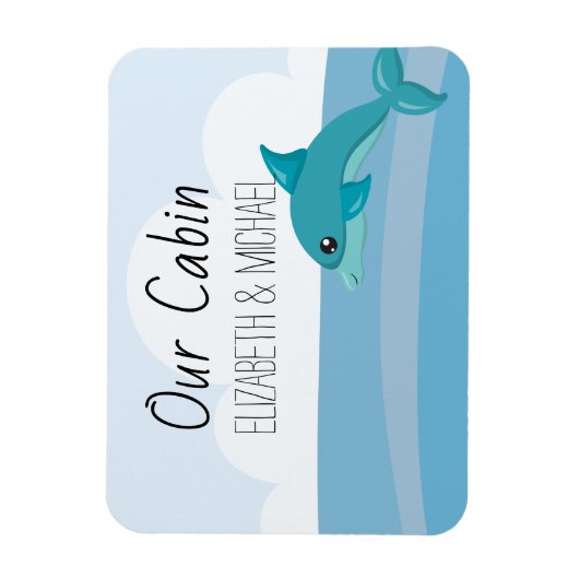 Personalisierte Kreuzfahrttüre - Delphinmarker Magnet (Vertikal)