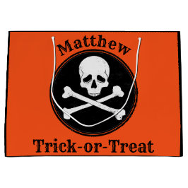 Personalisierte Kreuzknochen Halloween-Bag Große Geschenktüte