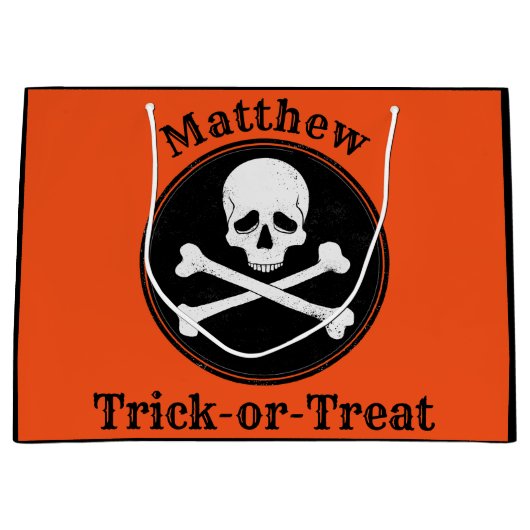 Personalisierte Kreuzknochen Halloween-Bag Große Geschenktüte (Vorderseite)