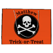Personalisierte Kreuzknochen Halloween-Bag Große Geschenktüte (Rückseite)