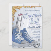 Personalisierte Kristalle Chic Birthday Sneaker Ba Einladung (Vorderseite)