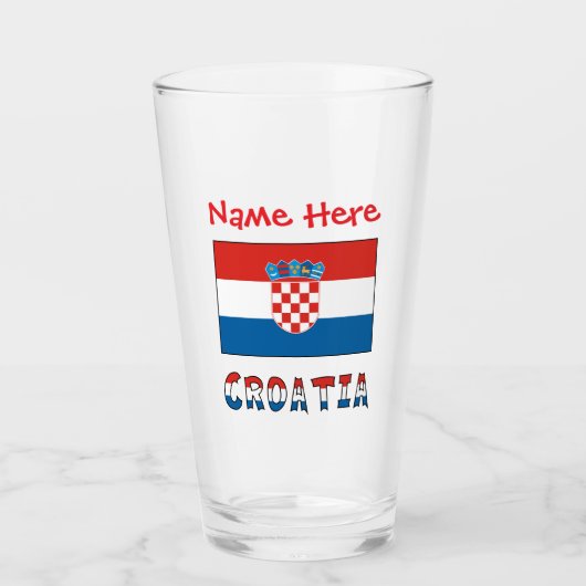 Personalisierte kroatische Flagge Glas (Vorderseite)