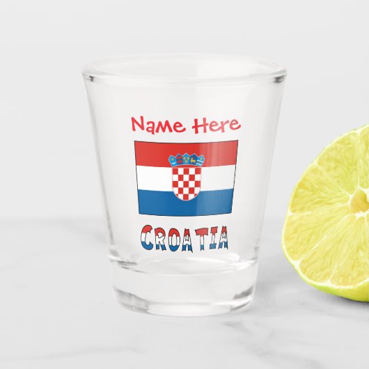 Personalisierte kroatische Flagge Schnapsglas (Vorderseite)