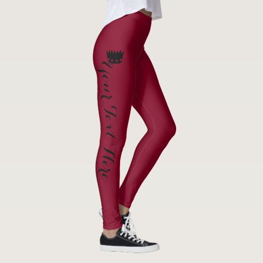 Personalisierte Krone Burgunderrot Leggings (Rechts)