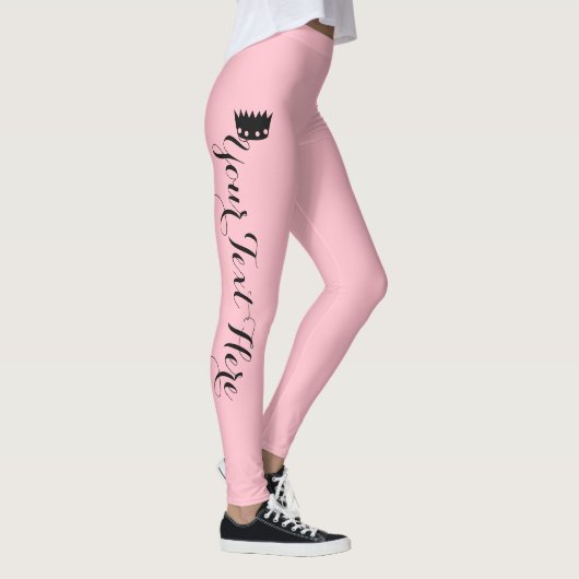 Personalisierte Kronen-Rosa Leggings (Rechts)